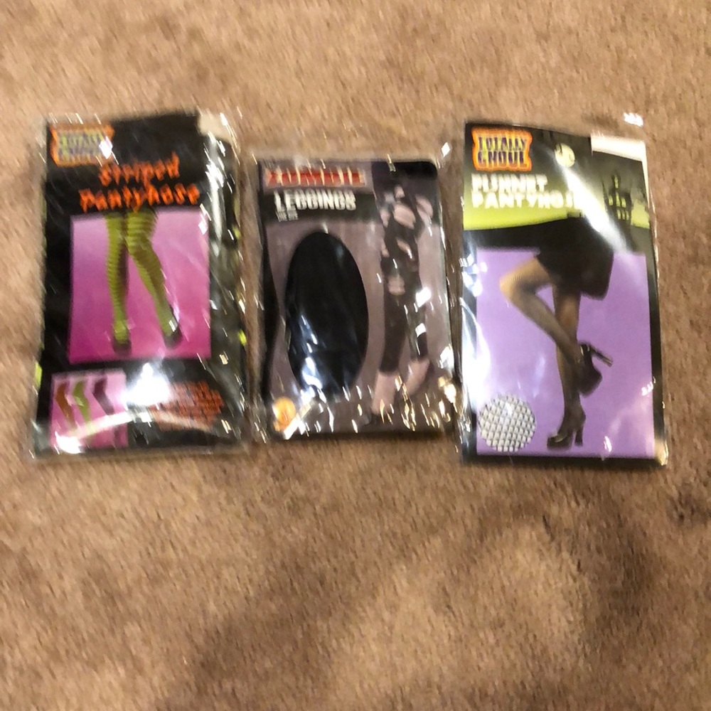 Halloween Leggings: Zombie Leggings, Striped Pantyhose and Fishnets One size